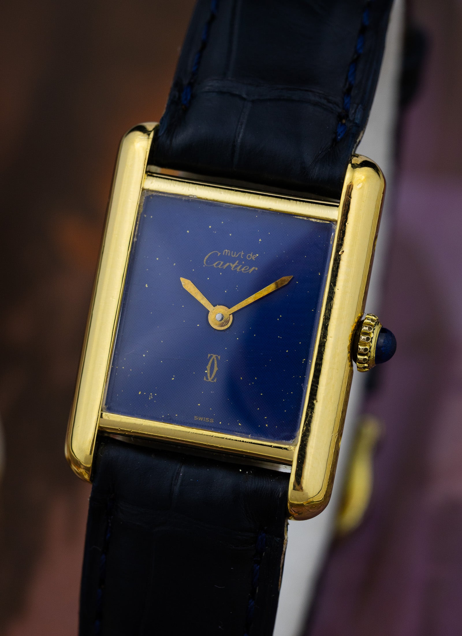 1970s Cartier Tank Lapis Lazuli Blue Dial