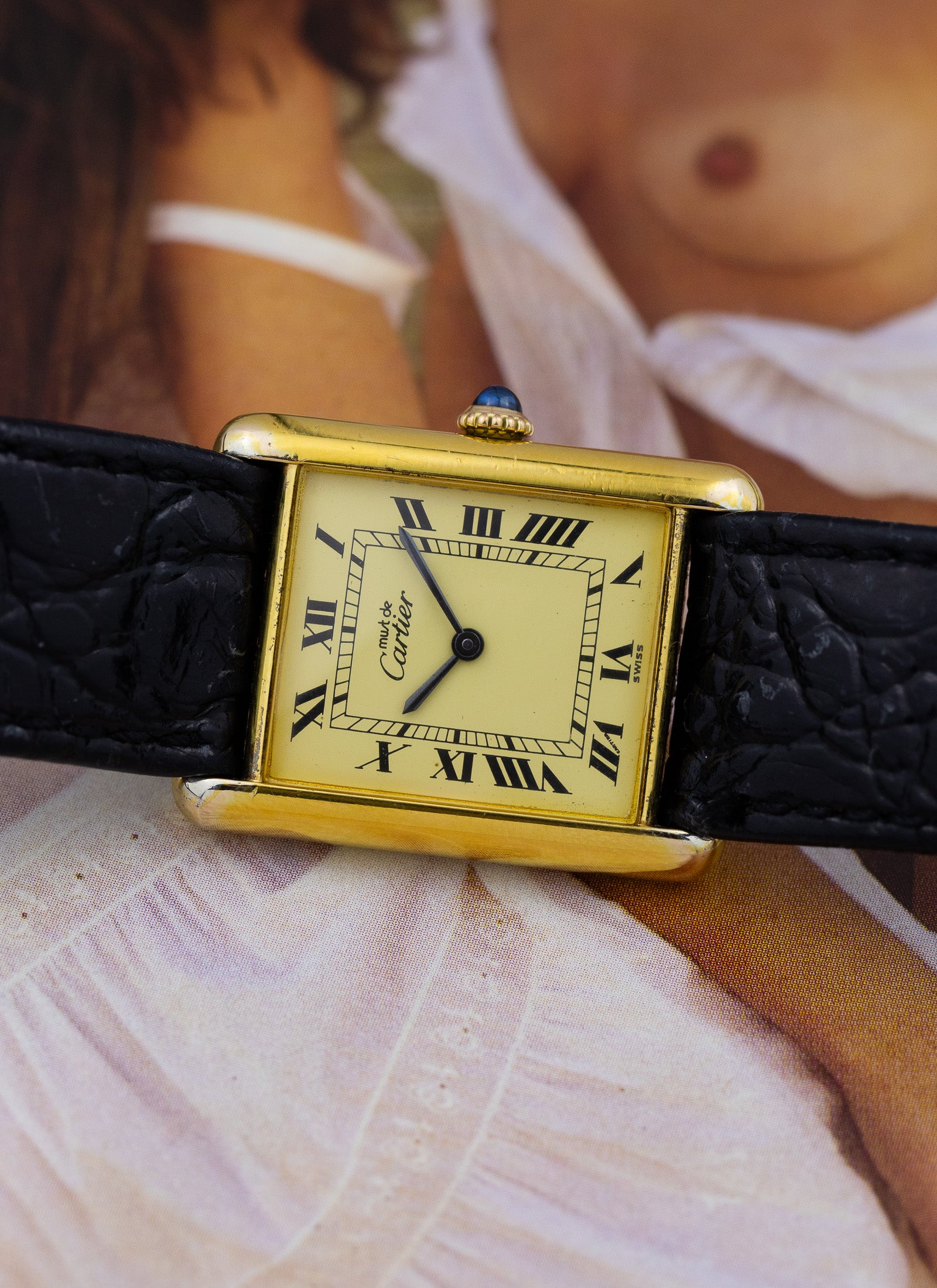 1980s Cartier Must Tank Ivory Manual Winding