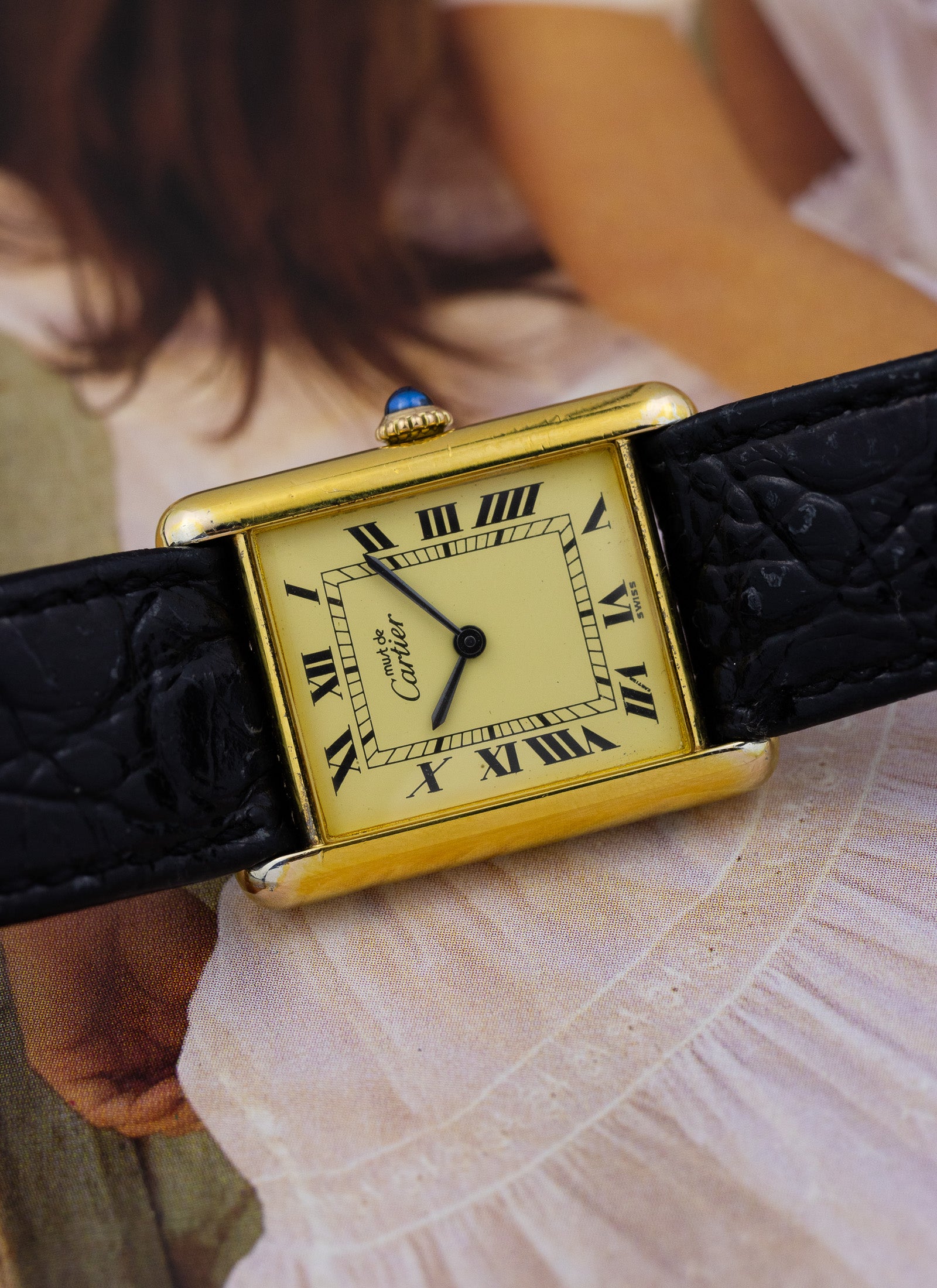 1980s Cartier Must Tank Ivory Manual Winding