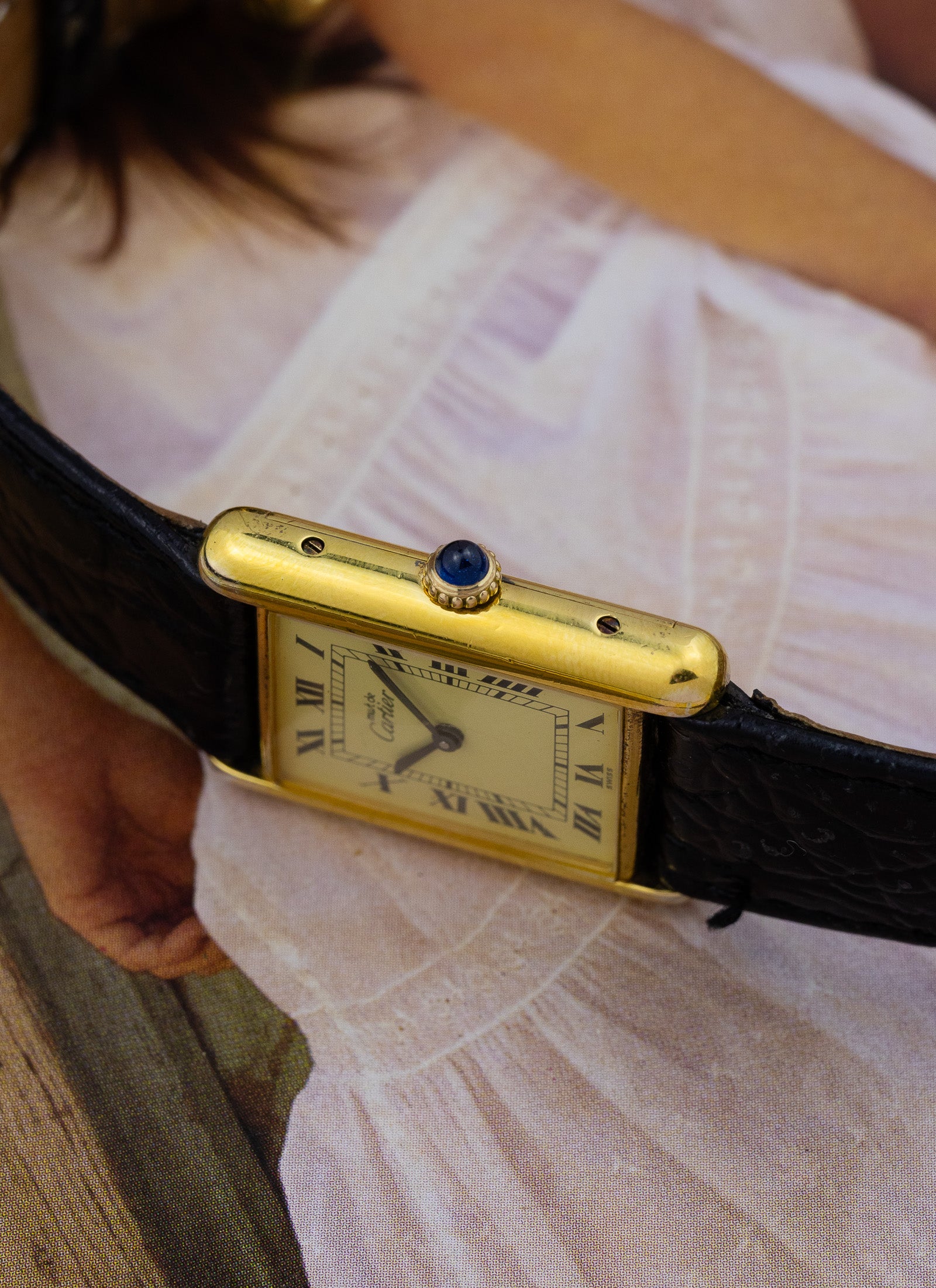 1980s Cartier Must Tank Ivory Manual Winding