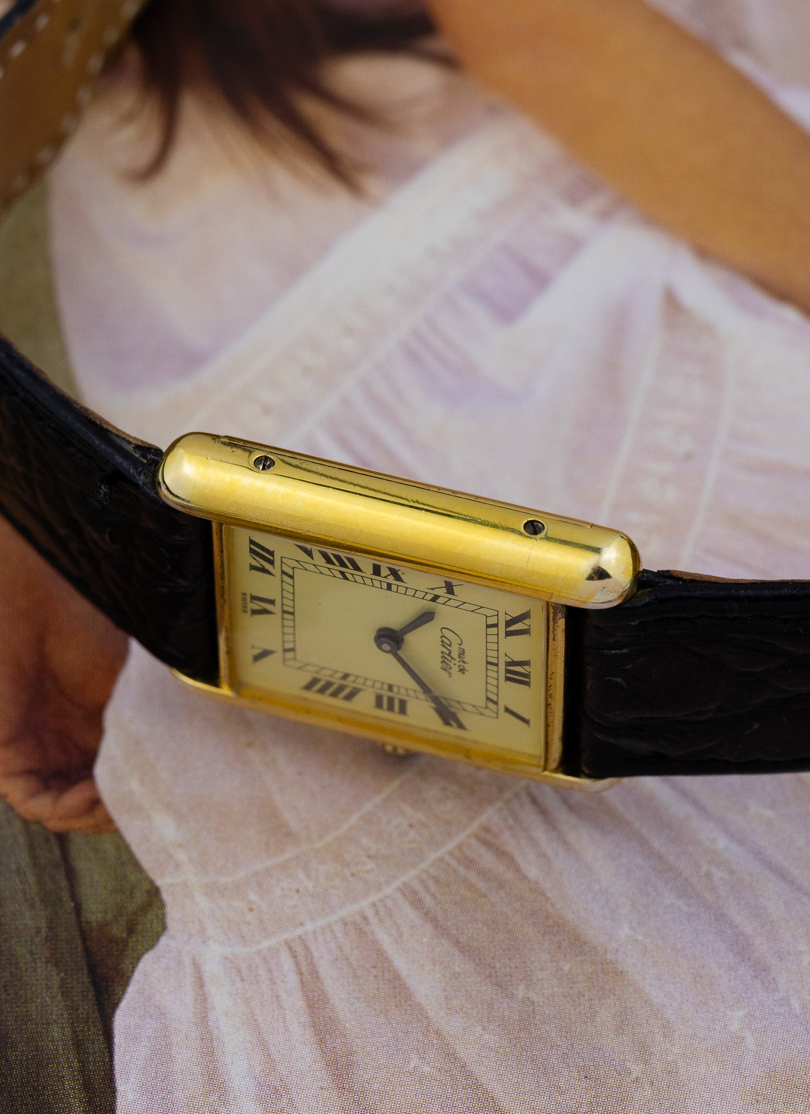 1980s Cartier Must Tank Ivory Manual Winding