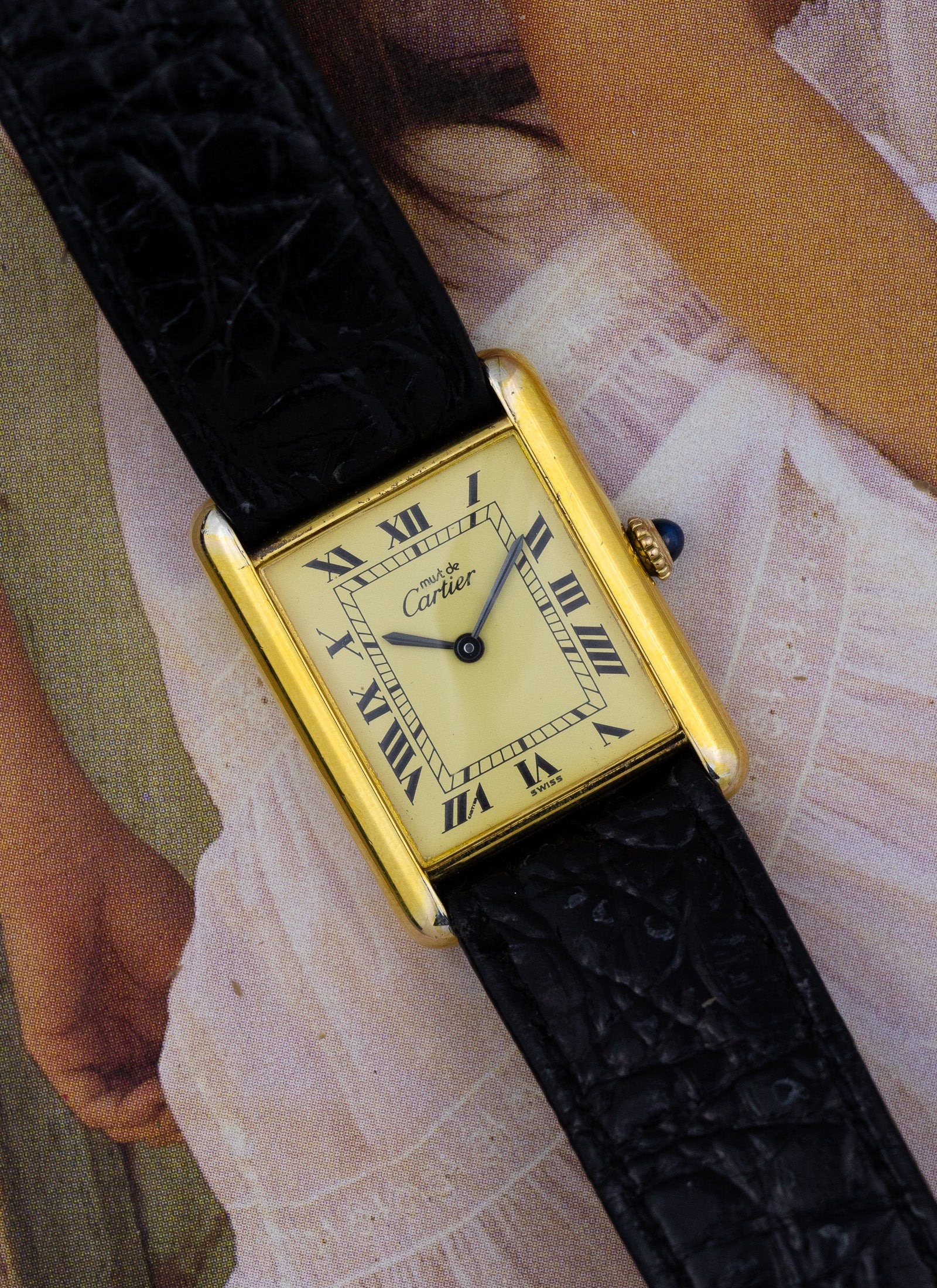 1980s Cartier Must Tank Ivory Manual Winding