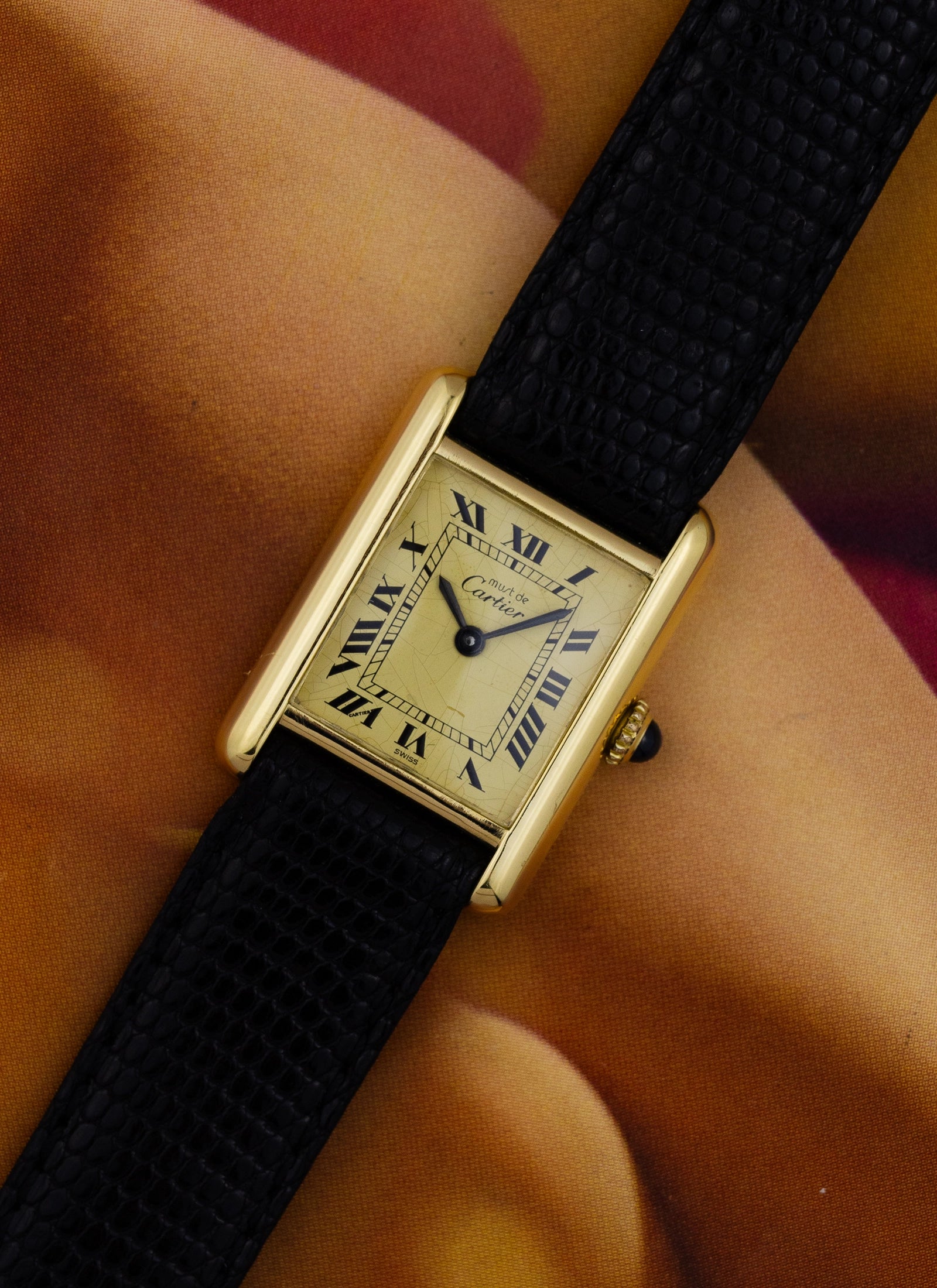 1980s Lady Cartier Must Tank Ivory Manual Winding Papers