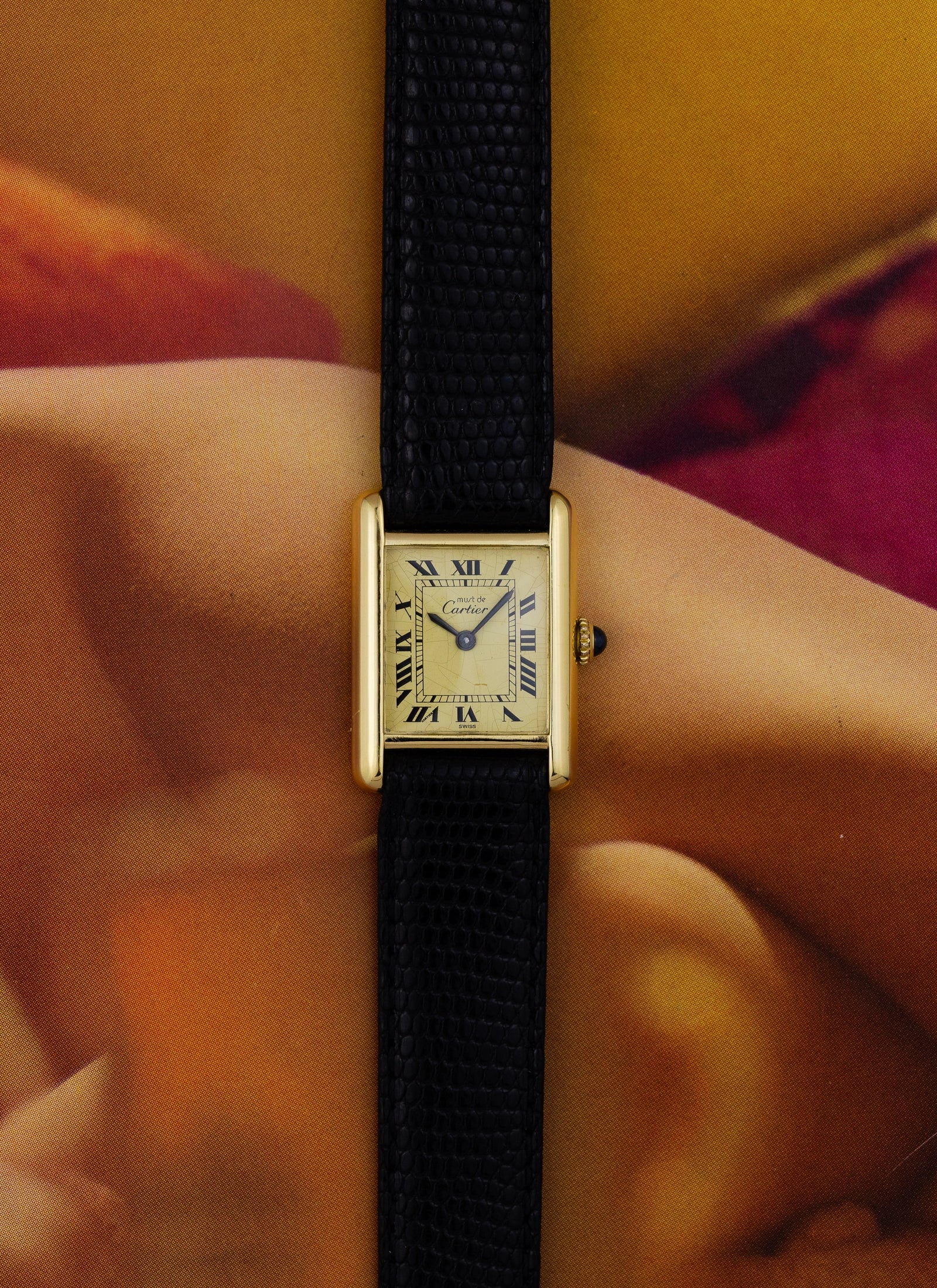 1980s Lady Cartier Must Tank Ivory Manual Winding Papers