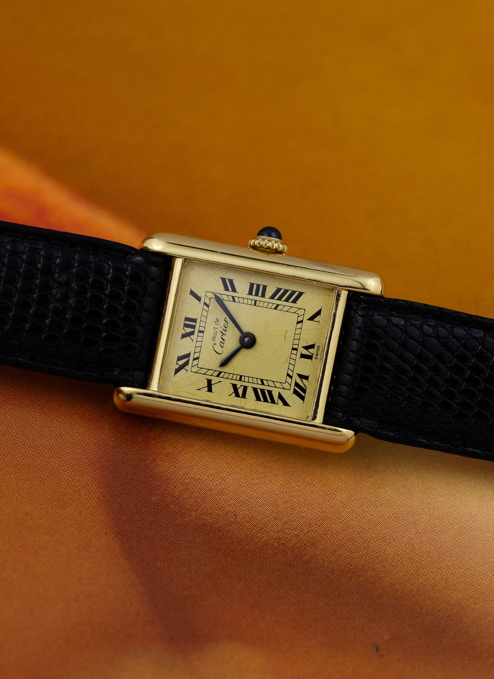 1980s Lady Cartier Must Tank Ivory Manual Winding Papers