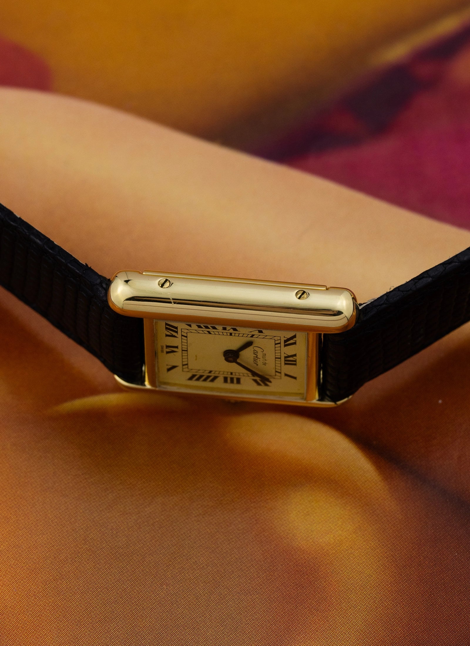 1980s Lady Cartier Must Tank Ivory Manual Winding Papers