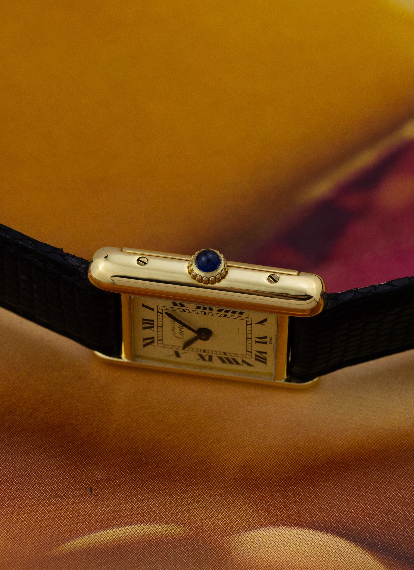 1980s Lady Cartier Must Tank Ivory Manual Winding Papers