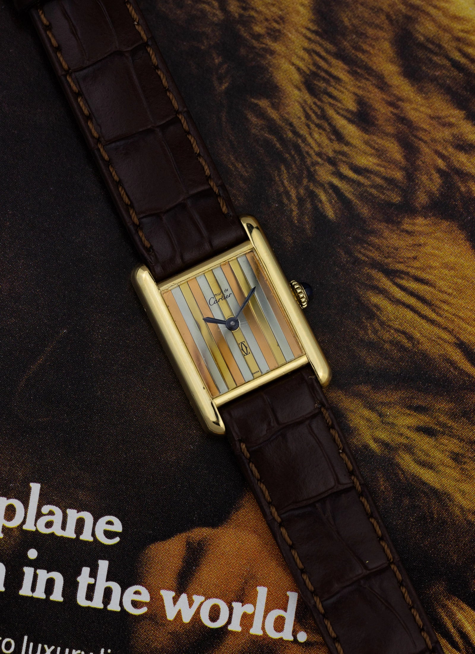 1980s Lady Cartier Must Tank Trinity Dial Manual Winding