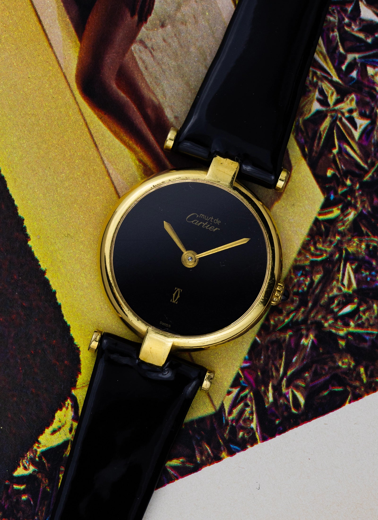 1980 Lady Cartier Must Vendome Black Dial 84977913 Travel Box & Papers