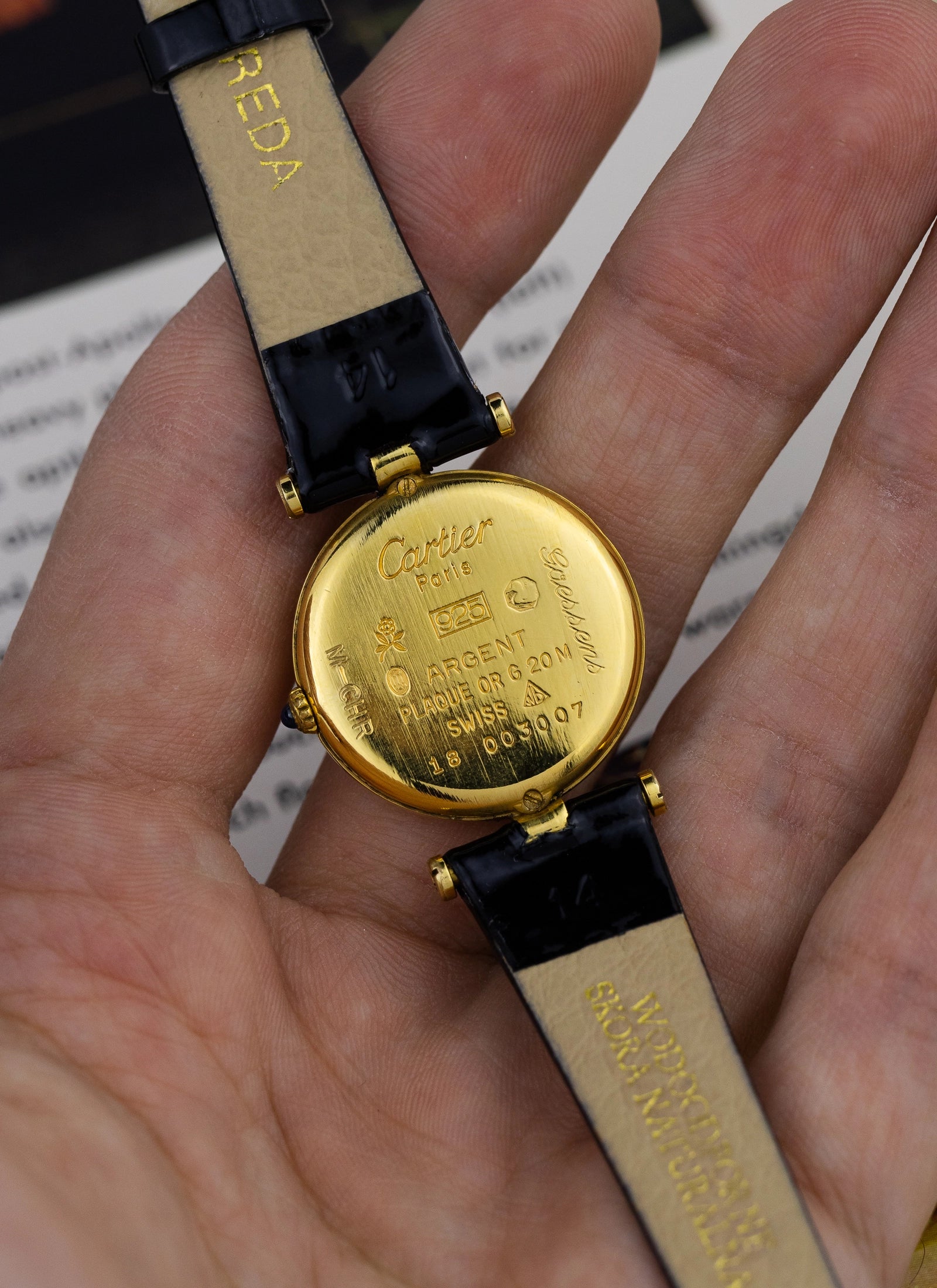 1980 Lady Cartier Must Vendome Black Dial 84977913 Travel Box & Papers