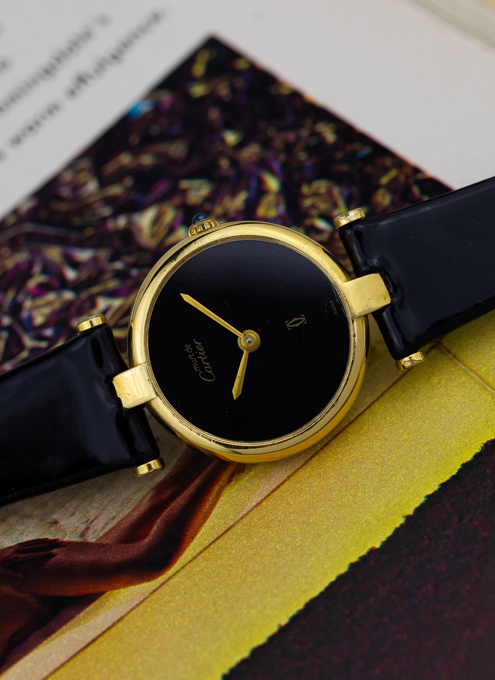 1980 Lady Cartier Must Vendome Black Dial 84977913 Travel Box & Papers