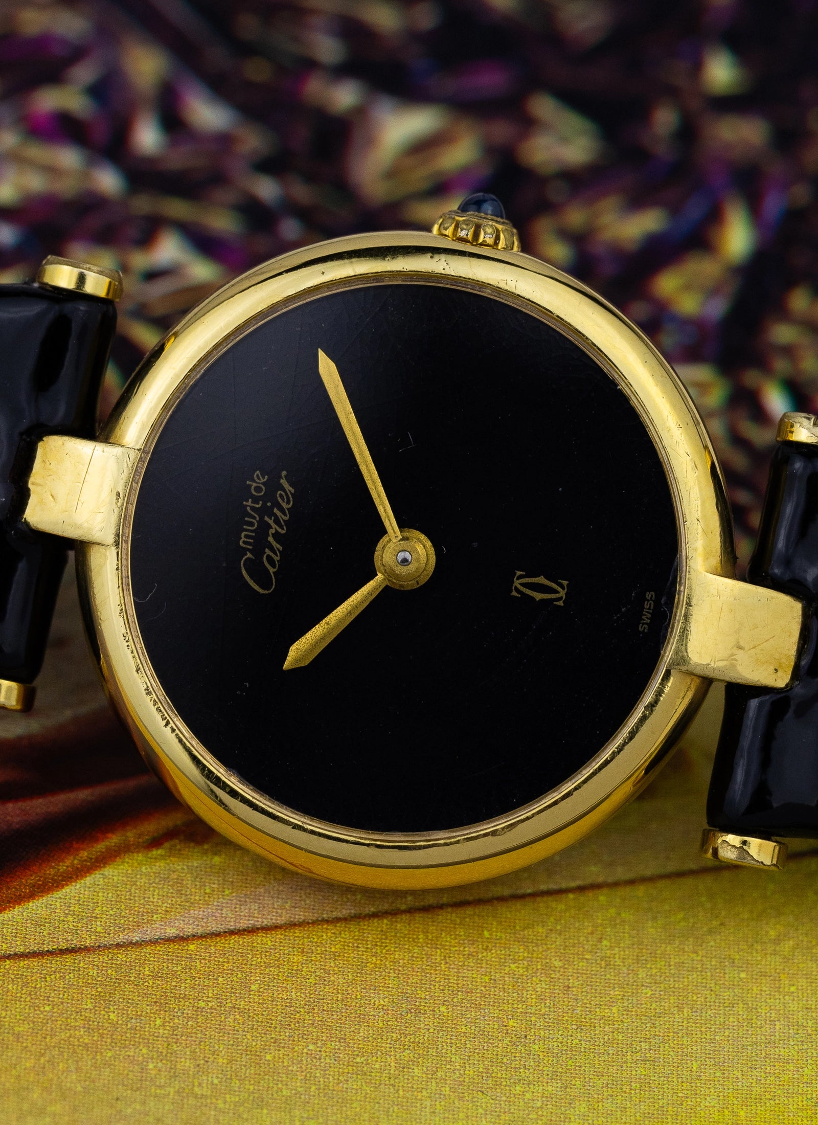 1980 Lady Cartier Must Vendome Black Dial 84977913 Travel Box & Papers