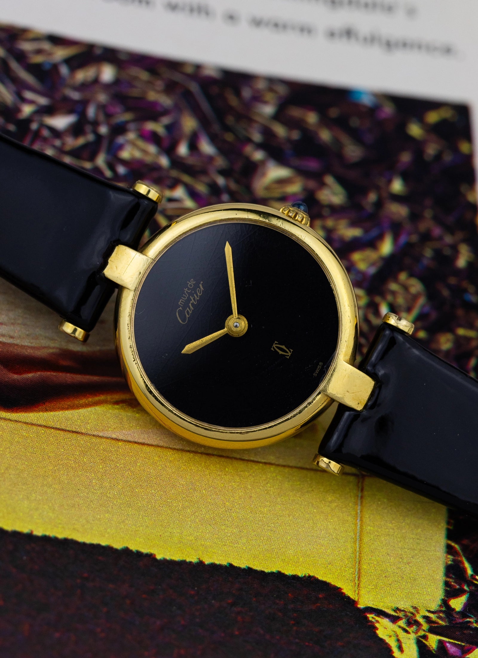 1980 Lady Cartier Must Vendome Black Dial 84977913 Travel Box & Papers