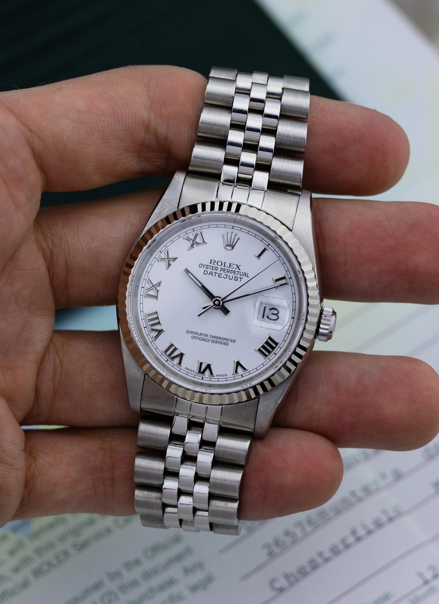 2007 Rolex Datejust White Roman Dial 16234 Full Set