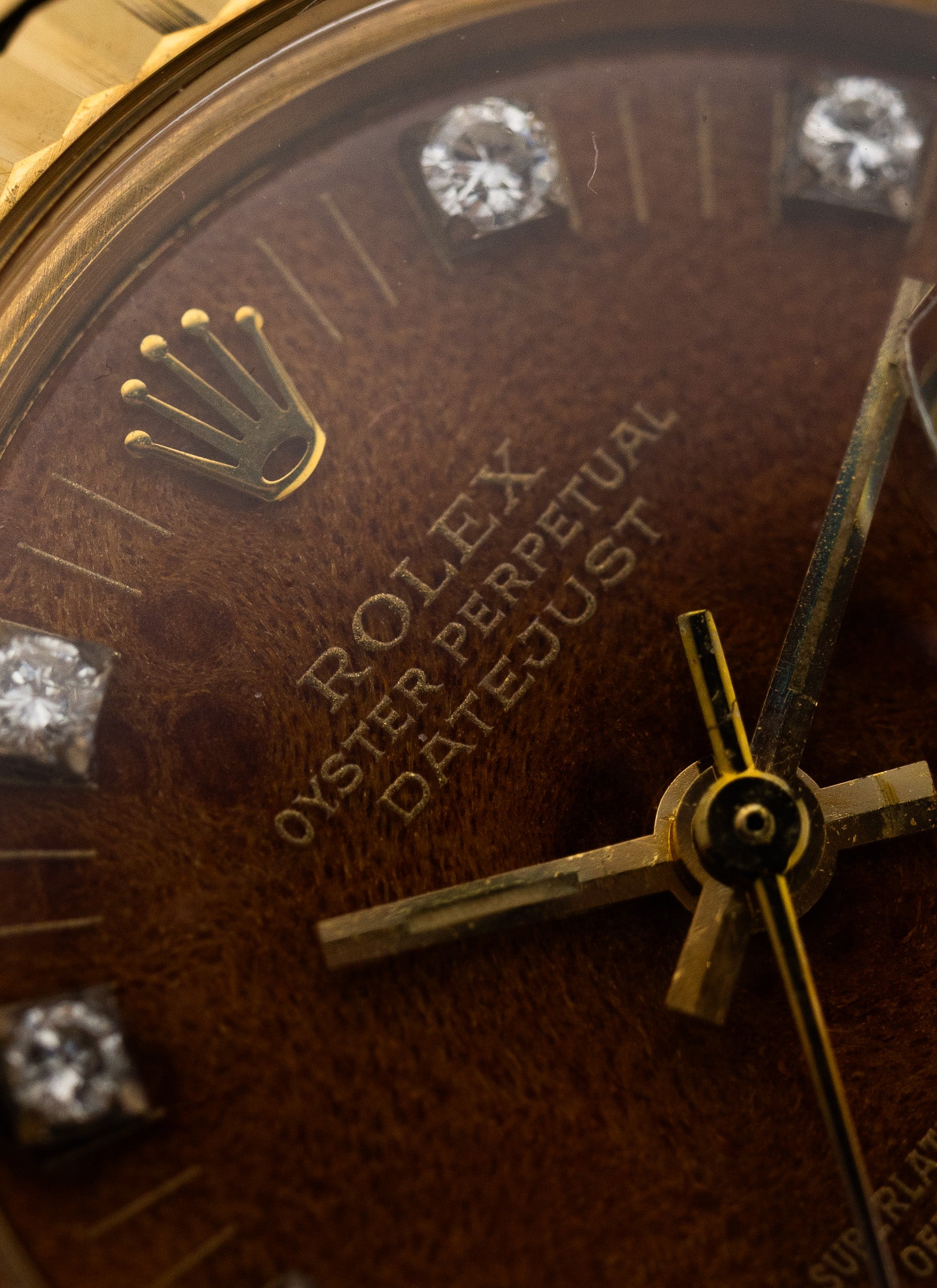 1979 18K Lady Rolex Datejust Wooden Diamonds Dial 6917 Serviced Box