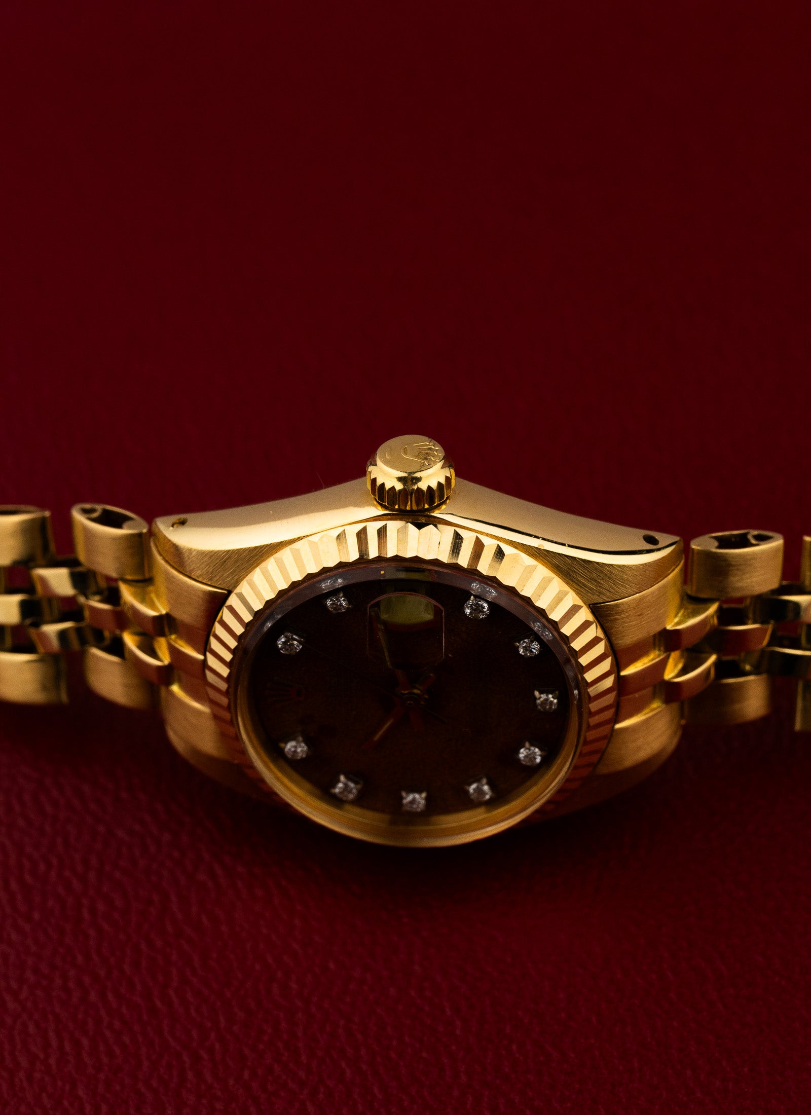1979 18K Lady Rolex Datejust Wooden Diamonds Dial 6917 Serviced Box