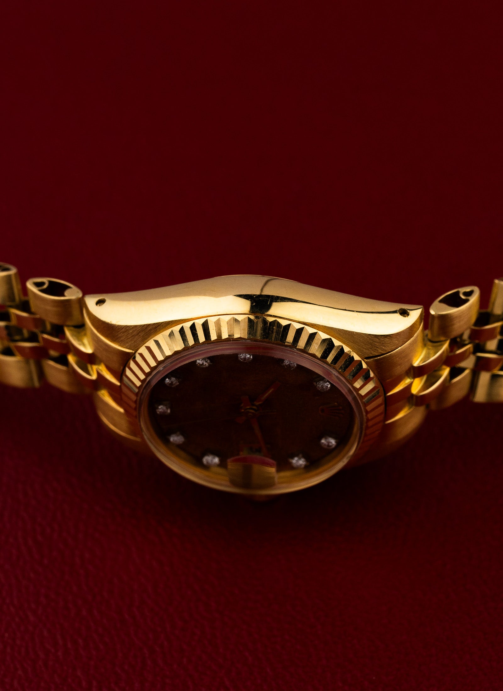 1979 18K Lady Rolex Datejust Wooden Diamonds Dial 6917 Serviced Box