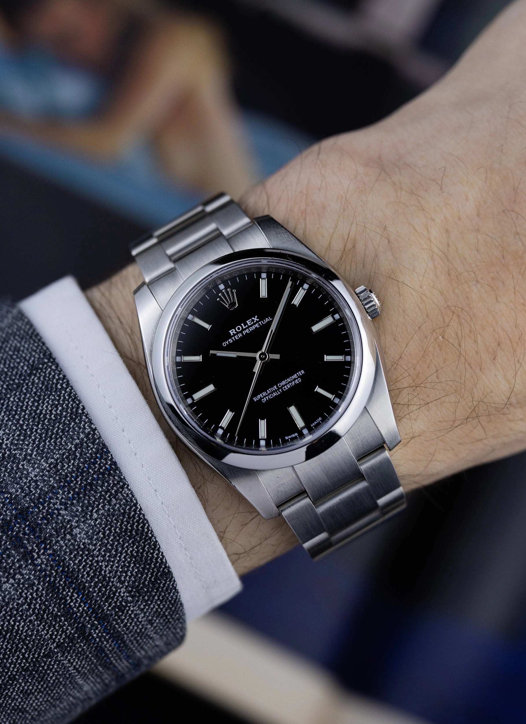 2010s Rolex Oyster Perpetual Black Dial 114200 Box