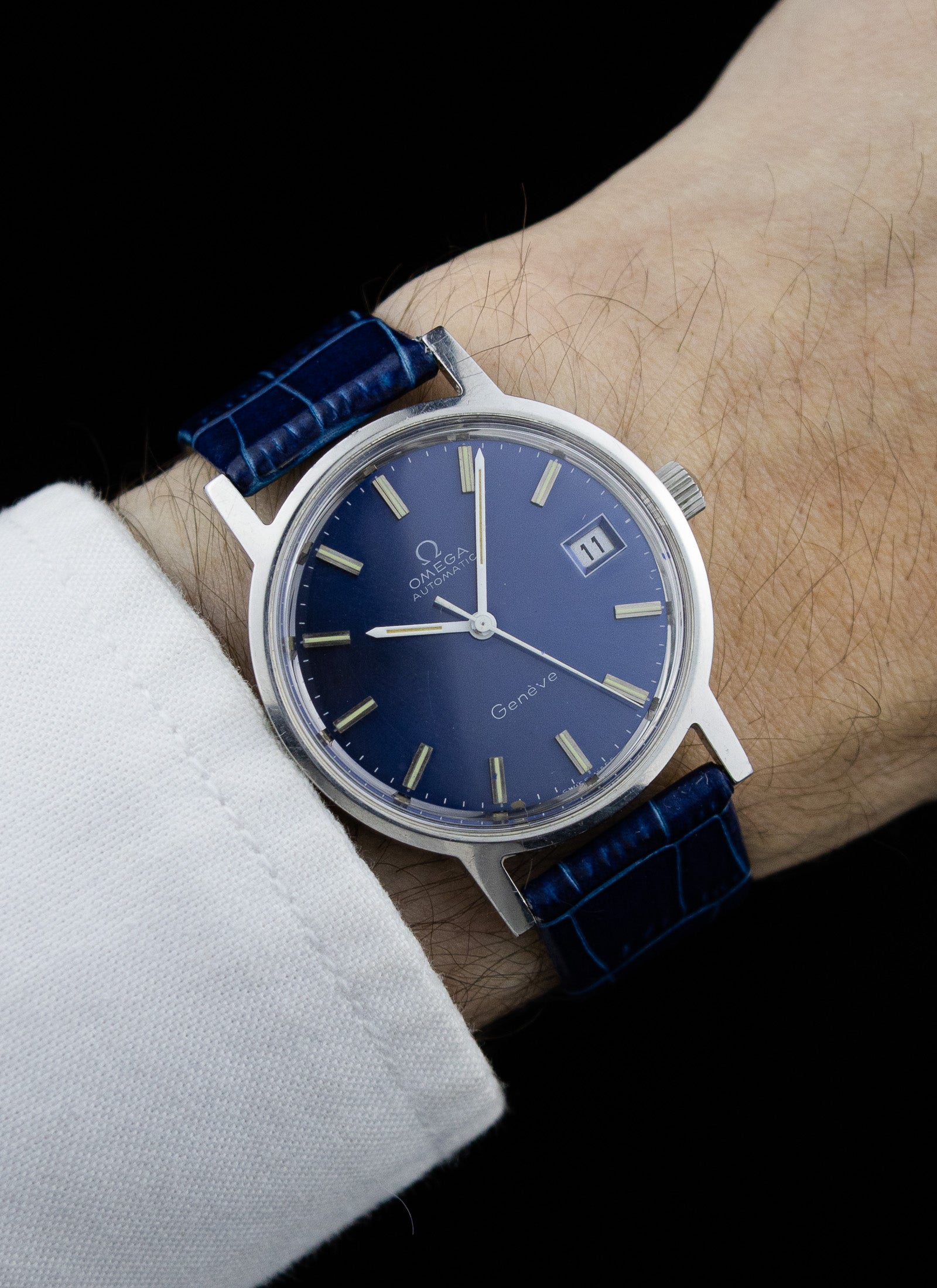 1970s Omega Geneve Blue Dial 166.0163 cal. 1012
